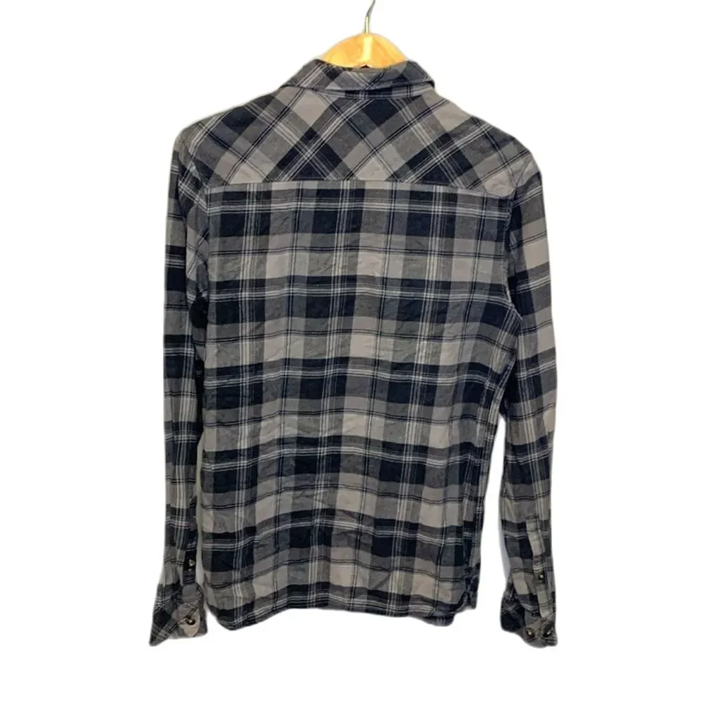 The North Face Men's Gray Tartan Plaid LS Button-Up Classic Flannel Shirt Sz S